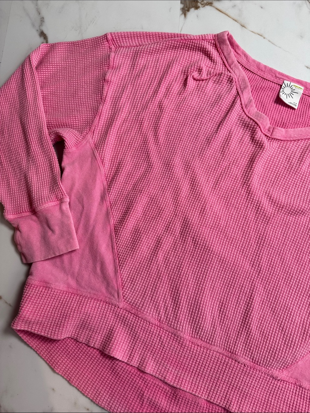 Offline by Aerie Pink Waffle Thermal Longsleeve Shirt Sz M Gorpcore Oversized